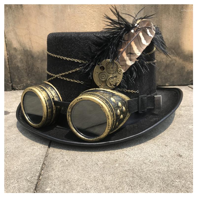 Wide Brim Hats Men Women Handmade Steampunk Top Hat With Gear Glasses Cosplay Dance Punk Party Decoration Size 57CM Steampunk1, Black
Wide Brim Hats Men Women Handmade Steampunk Top Hat With Gear Glasses Cosplay Dance Punk Party Decoration Size 57CM Steampunk1, Black