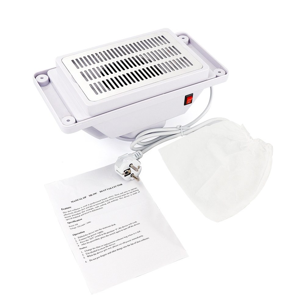 6W Builtin Table Deck Nail Dust Collector SD39C Strong Fan High Speed 3 Dust Bags Nail Suction Vacuum Cleaner Manicure Machine