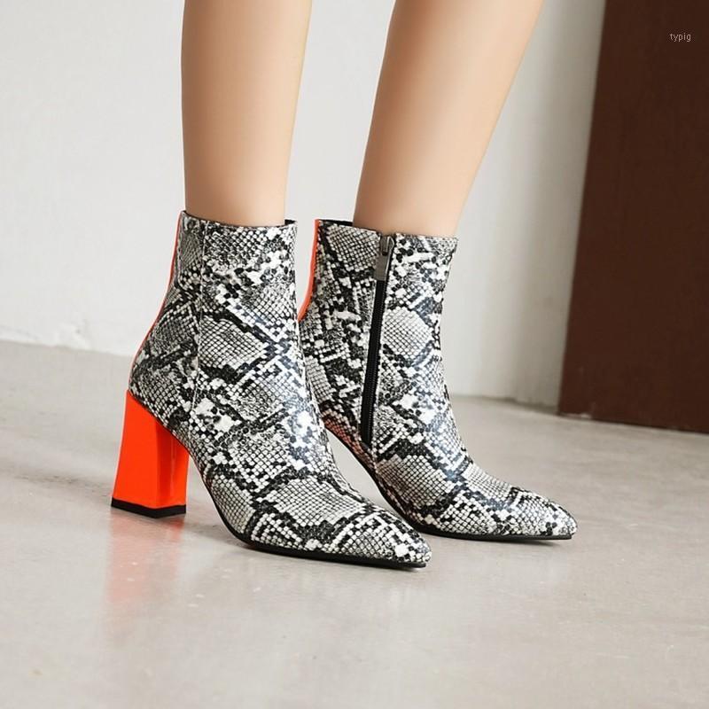 2021 Fashion Snake Print Women Ankle Boots Candy Colors Thick Heel Pointed Toe Ladies Short Boot Female Party Boots Women Shoes1, Black
2021 Fashion Snake Print Women Ankle Boots Candy Colors Thick Heel Pointed Toe Ladies Short Boot Female Party Boots Women Shoes1, Black