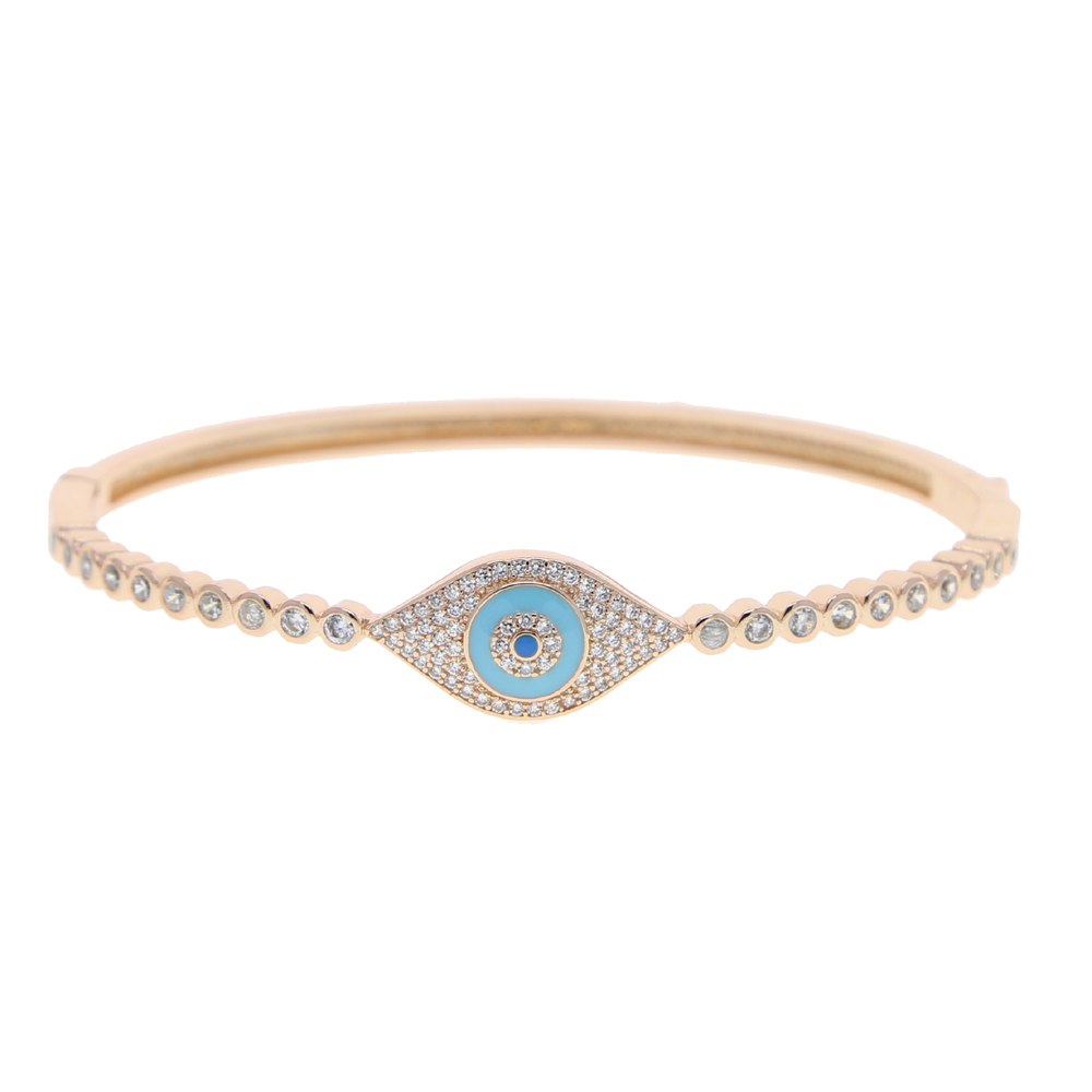 Evil Eye Charm Bangle Bracelets Turkish Fatima Hand Cubic Zirconia Tennis Chain Bangles for Women Z250910