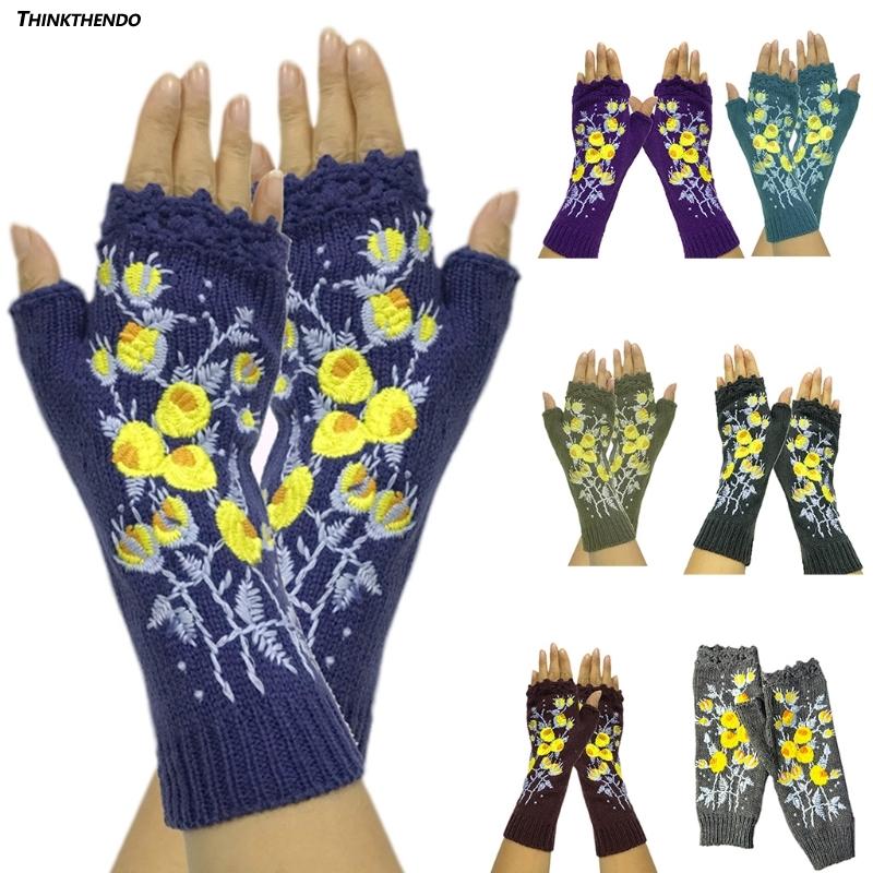 Women Winter Lengthen Wrist Gloves Fingerless Sweet Small Yellow Floral Embroidery Crochet Thumbhole Texting Mittens Arm Warmers
Women Winter Lengthen Wrist Gloves Fingerless Sweet Small Yellow Floral Embroidery Crochet Thumbhole Texting Mittens Arm Warmers