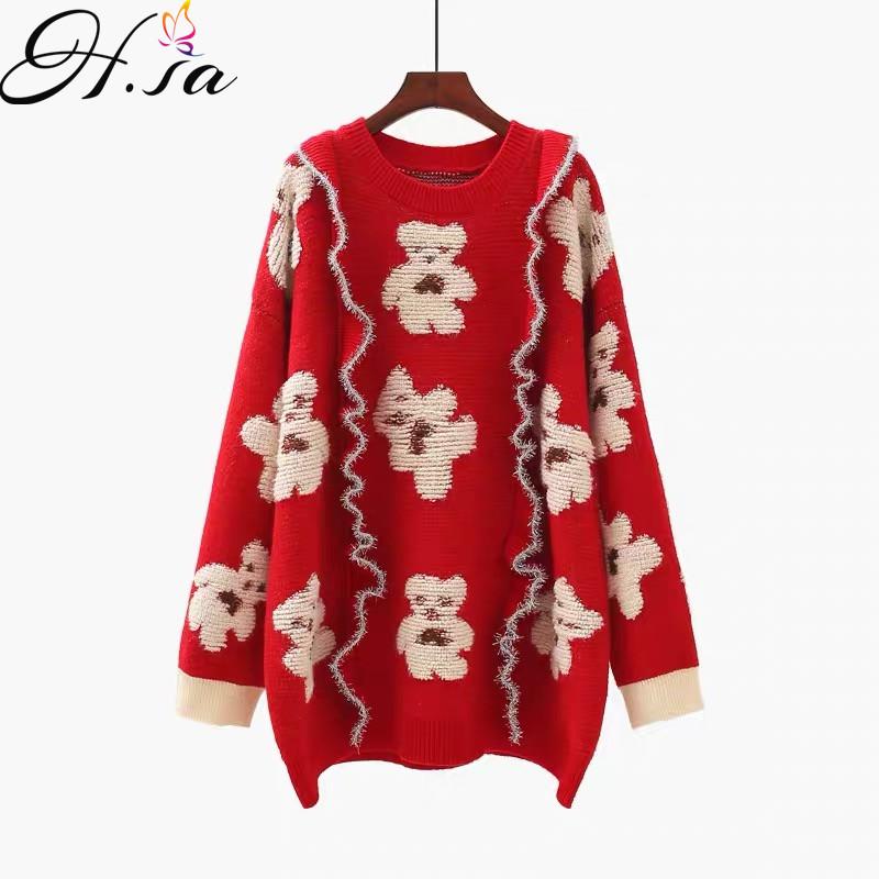 H.SA Winter Clothes 2020 Pullover and Sweaters Ruffles Casual Jumpers Bear Knitwear Fashion Korean Winter Sweater Cute Knit Tops, Hf200269 red
H.SA Winter Clothes 2020 Pullover and Sweaters Ruffles Casual Jumpers Bear Knitwear Fashion Korean Winter Sweater Cute Knit Tops, Hf200269 red