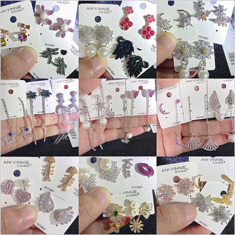 New earrings 925 Silver pin Hot Korean Dangle Shiny Rhinestone Drop color temperament zircon heart bees pearl micro stud earrings Mix
New earrings 925 Silver pin Hot Korean Dangle Shiny Rhinestone Drop color temperament zircon heart bees pearl micro stud earrings Mix