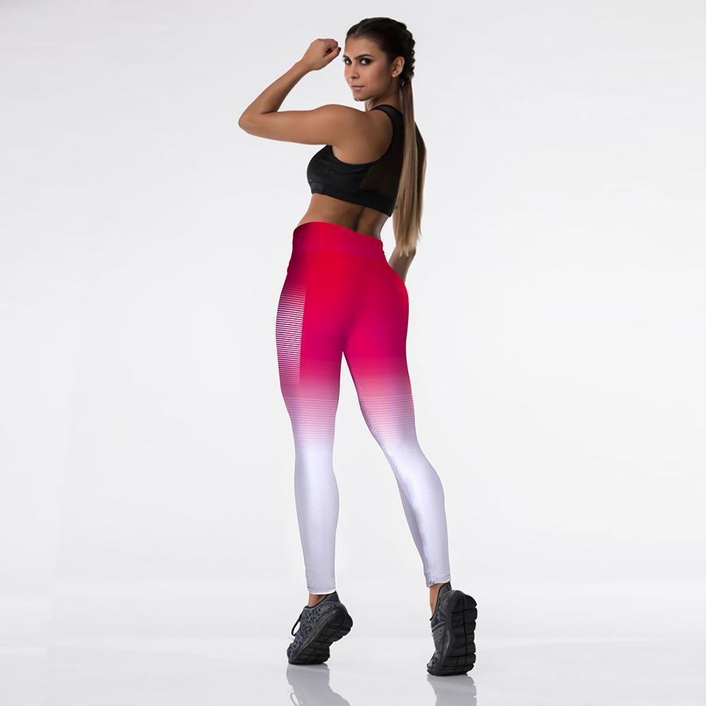 New Fashion Style Autumn Gradient High Waist Leggings For Women Sportswear Outdoor Push Up Elastic Force Skinny Leggings 201202