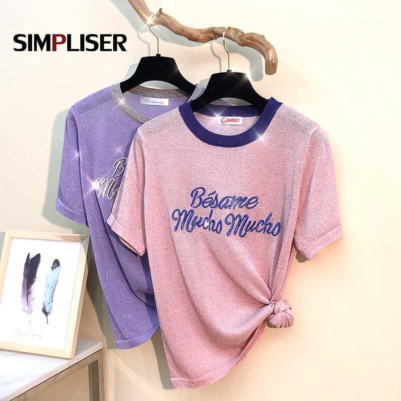 Shinny luxury Women Knitted Tees Letter Embroidery O-neck Short Sleeve Pullovers Pink White Green Knitting Tops Thin Sweaters1
Shinny luxury Women Knitted Tees Letter Embroidery O-neck Short Sleeve Pullovers Pink White Green Knitting Tops Thin Sweaters1