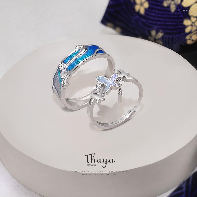 Cluster Rings Thaya Authentic 925 Silver Ring Blue Drip Oil Open Free Size Adjustable Finger For Women Fashion Jewelry, Golden;silver
Cluster Rings Thaya Authentic 925 Silver Ring Blue Drip Oil Open Free Size Adjustable Finger For Women Fashion Jewelry, Golden;silver