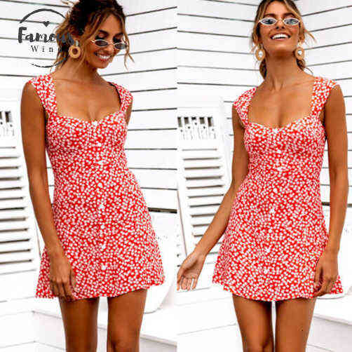 Women Summer Boho Short Mini Dress Sleeveless Twill Evening Floral Party Beach Sundress Dresses