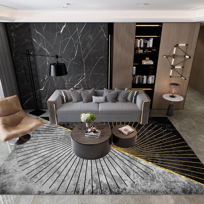 

Modern Geometry Velvet Carpet For Living Room Bedroom Home Large Area Cushion Anti-slip Floor Mats Water Absorption Yoga Rugs