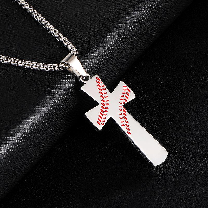 Bible Verse Stainless Steel Baseball Cross Necklace For Men Women Lovers Lord's Prayer Necklaces Christian Jewelry Religious Gift for Man Boys Sw