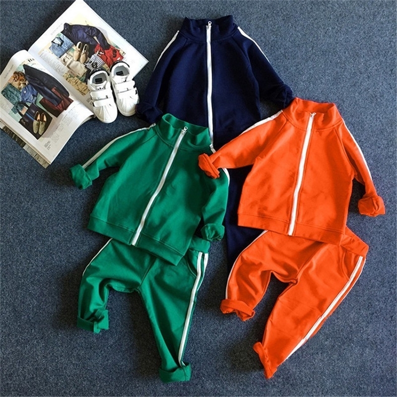 Spring Kids Clothing Sets Baby Toddler Casual Zipper Jacket Pants 2pcs Sport Suit For Girl Tracksuit Kids Boys Clothes New LJ200831