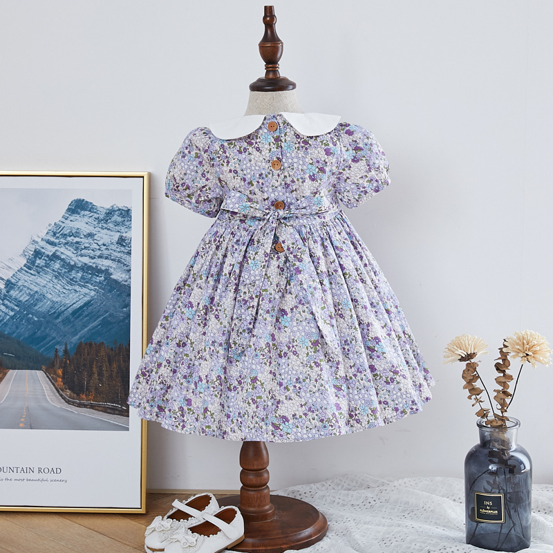 Infant Girl Smocked Floral Dress Baby Smock Frocks Children Spanish Boutique Clothes Baby Girl Spain Hand Made Smocking Dress F1130