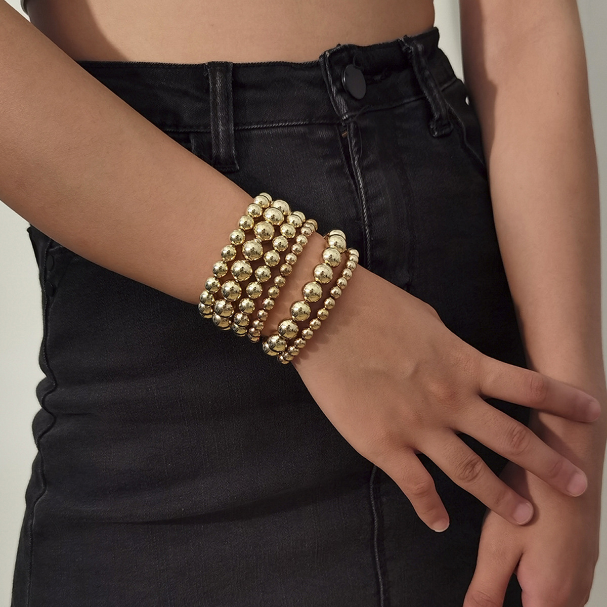 6pcs/set Round Ball Bead Punk Style Metal Chain Bracelet for Women Female Vintage Gold Color Bracelets Fashion Jewelry, Black
6pcs/set Round Ball Bead Punk Style Metal Chain Bracelet for Women Female Vintage Gold Color Bracelets Fashion Jewelry, Black