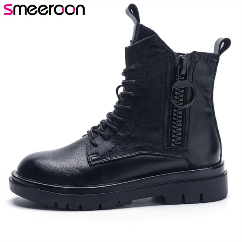Smeeroon 2021 New Arrive Genuine Leather Ankle Boots Women Low Heel Shoes Round Toe Zip Lace Up Autumn Winter Boots Woman, Black
Smeeroon 2021 New Arrive Genuine Leather Ankle Boots Women Low Heel Shoes Round Toe Zip Lace Up Autumn Winter Boots Woman, Black