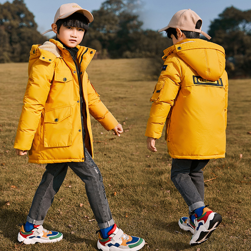 Winter Children's Down jacket Boys Outerwear mid-length thickened Kids Clothing For 5-14 Year LJ201203