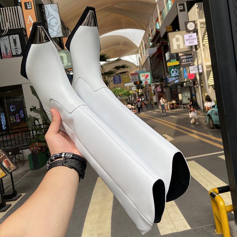 MKKHOU Knee-high Boots Women 2020 New Winter Cowhide Metal Pointed Thick Heel Waterproof Platform 5.5cm High Heel Leather Boots, Black
MKKHOU Knee-high Boots Women 2020 New Winter Cowhide Metal Pointed Thick Heel Waterproof Platform 5.5cm High Heel Leather Boots, Black