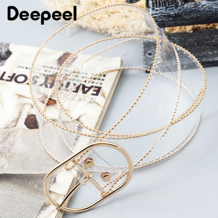 Deepeel 1pc 4.5*100cm Women Gold Silver Edge Belt Plastic Transparent Decorative Classic Pin Buckle Adjustable Girdle for Jeans
Deepeel 1pc 4.5*100cm Women Gold Silver Edge Belt Plastic Transparent Decorative Classic Pin Buckle Adjustable Girdle for Jeans