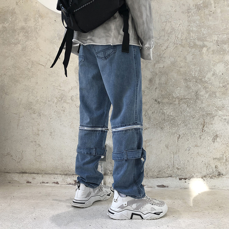 Removable Trousers Summer Pattern Baggy Homme Classic Cargo Pocket Jeans Mens Blue Color Casual Pants Biker Denim Trousers 201111