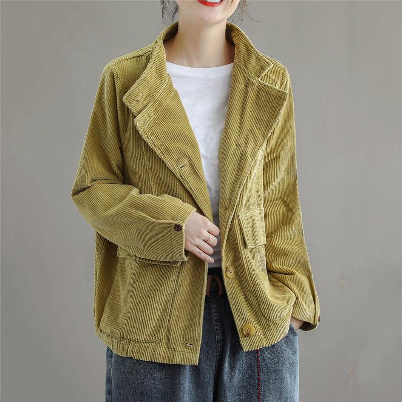 Suit Stand-up Collar Corduroy Short Jacket Female Autumn New Style Big Pocket Loose Retro Blouse and Top Casual Women Coat K1194, Army green
Suit Stand-up Collar Corduroy Short Jacket Female Autumn New Style Big Pocket Loose Retro Blouse and Top Casual Women Coat K1194, Army green