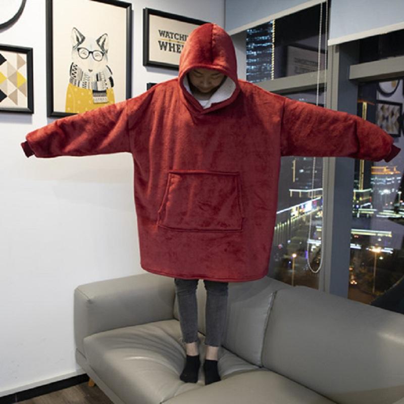 Winter Sherpa Blanket with Sleeve Home Sofa TV Pocket Hooded Warm Thick Blankets Oversized Fleece Robe Giant Hoodies Sweatshirt, Red
Winter Sherpa Blanket with Sleeve Home Sofa TV Pocket Hooded Warm Thick Blankets Oversized Fleece Robe Giant Hoodies Sweatshirt, Red