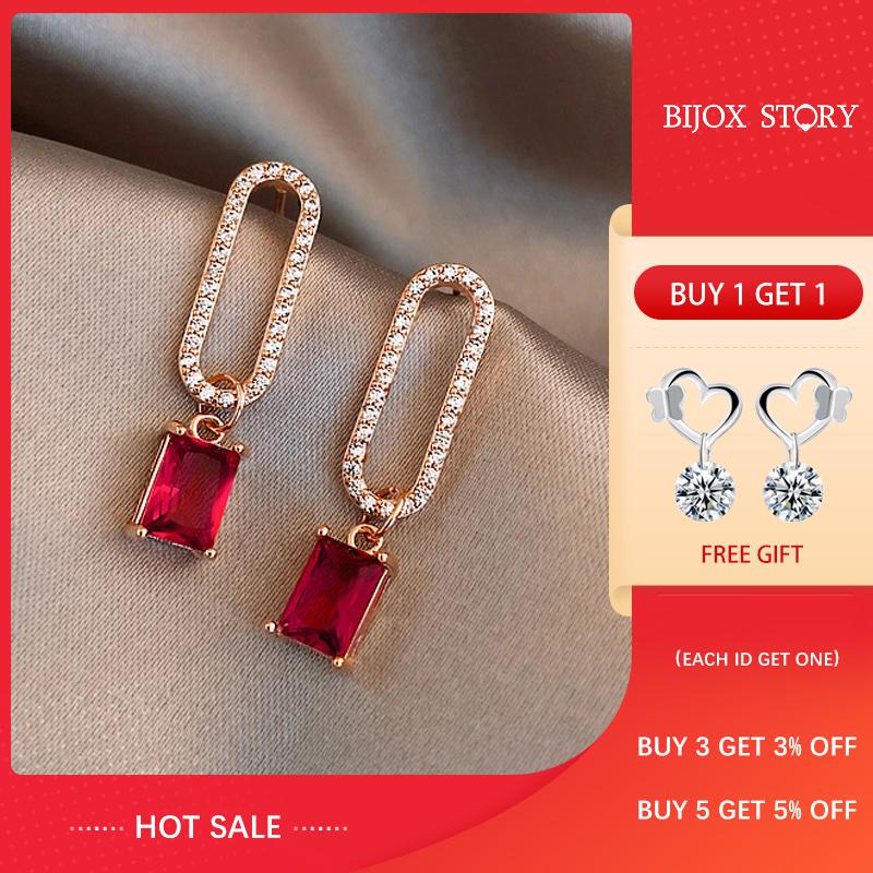 BIJOX STORY 925 Sterling Silver Drop Earrings for Women Jewelry with Rectangle Shape Ruby Zircon Gemstone Earrings Wedding Party
BIJOX STORY 925 Sterling Silver Drop Earrings for Women Jewelry with Rectangle Shape Ruby Zircon Gemstone Earrings Wedding Party