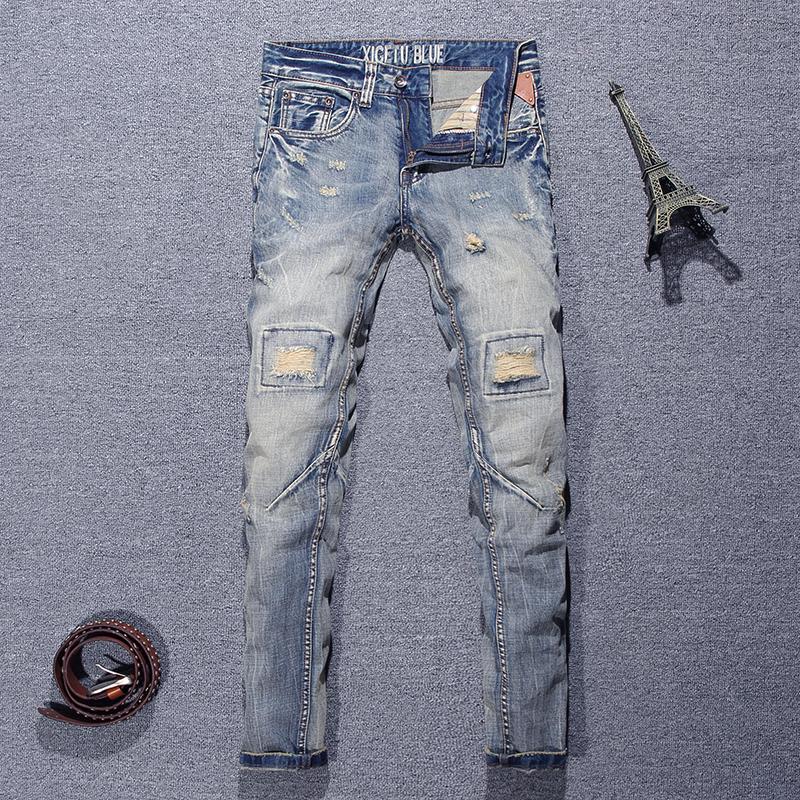 Streetwear Men Jeans Fashion Retro Destroyed Slim Fit Ripped Jeans Men Hip Hop Baggy Pants Spliced Designer Biker Homme, As pic
Streetwear Men Jeans Fashion Retro Destroyed Slim Fit Ripped Jeans Men Hip Hop Baggy Pants Spliced Designer Biker Homme, As pic