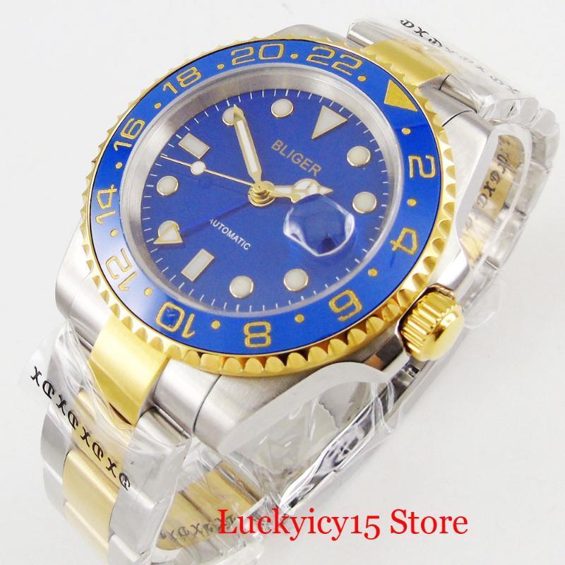 Wristwatches BLIGER Brand Blue Stainless Steel Men Wristwatch Gold Coated GMT Date Function Rotating Bezel 40mm Sapphire Glass1, Nologo
Wristwatches BLIGER Brand Blue Stainless Steel Men Wristwatch Gold Coated GMT Date Function Rotating Bezel 40mm Sapphire Glass1, Nologo