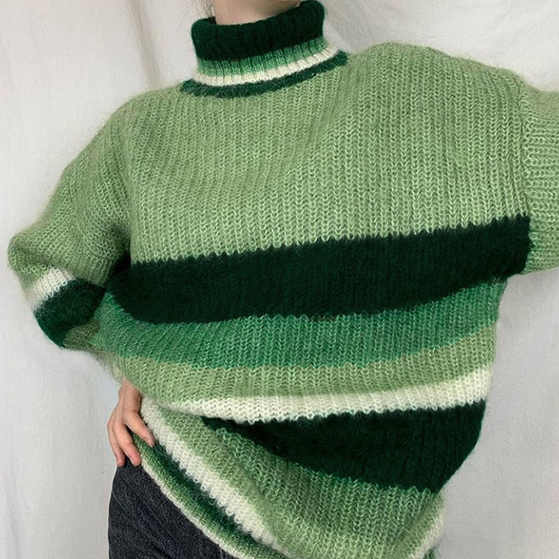 2021 New Striped Tank Top Female Turtleneck Retro Green Lazy Fall Mesh Sweet Jumpers Vintage Long Winter Sleeve Tops 50SS
2021 New Striped Tank Top Female Turtleneck Retro Green Lazy Fall Mesh Sweet Jumpers Vintage Long Winter Sleeve Tops 50SS