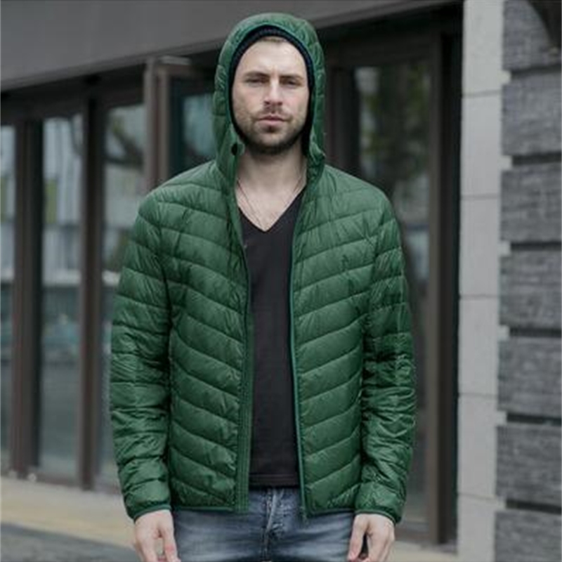 New autumn winter ultra thin duck down men jacket plus size XXXL hooded jacket for men fashion mens Outerwear coat 201223