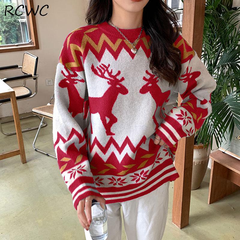 RCWC Sweaters Women and Men Couples INS New Autumn Winter Loose Deer Printing Wild Round Neck Bottoming Sweater Top Tide, White
RCWC Sweaters Women and Men Couples INS New Autumn Winter Loose Deer Printing Wild Round Neck Bottoming Sweater Top Tide, White