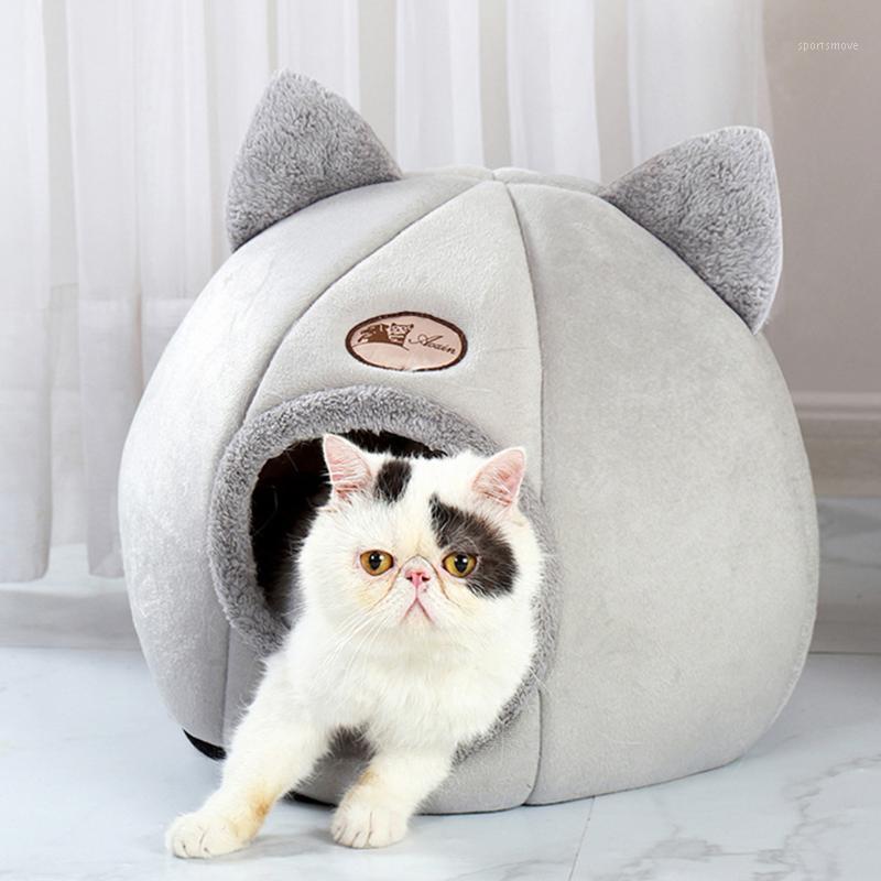 

Cute Pet Dog Cat Bed Foldable Kennel Winter Warm House Nest Puppy Kitten Sleeping Cave Beds Tent Mat Basket For Small Dogs Cats1