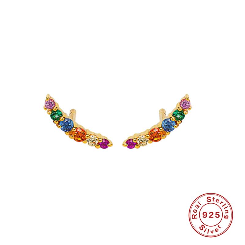 BOAKO 100% 925 Sterling Silver Stud Earring For Women Gift Colorful Rainbow CZ Zircon Arc Line Ear Climber Luxury Fine Jewelry
BOAKO 100% 925 Sterling Silver Stud Earring For Women Gift Colorful Rainbow CZ Zircon Arc Line Ear Climber Luxury Fine Jewelry