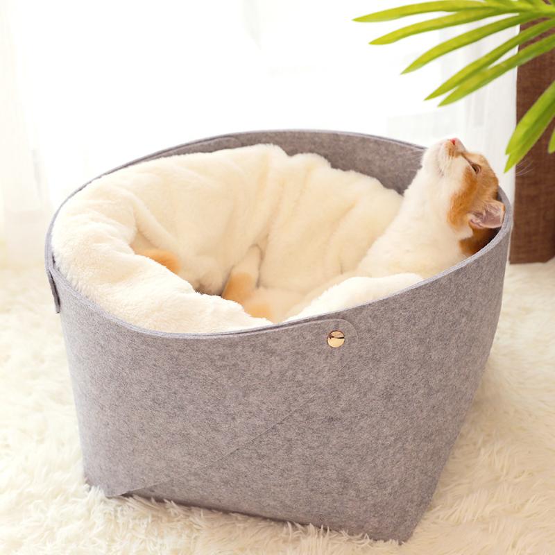 Cat House Comfortable Felt Cat Nest Bed Winter Warm Plush Blanket Detachable, for & Puppy
Cat House Comfortable Felt Cat Nest Bed Winter Warm Plush Blanket Detachable, for & Puppy