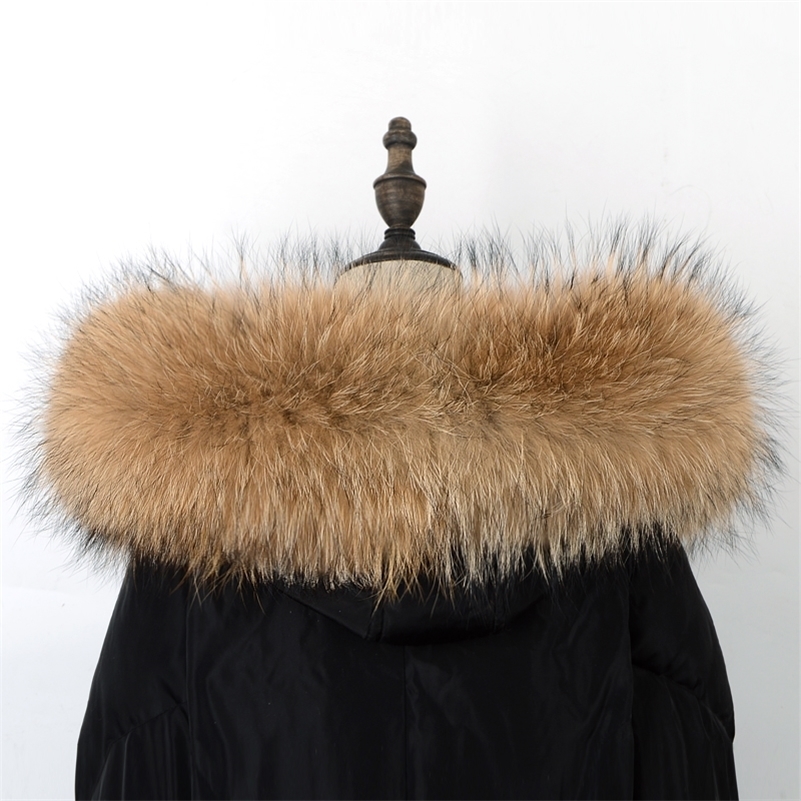 100% Natural Raccoon /fox Scarf Genuine Large fur Scarves woman winter Warm Female Neck Cap big size Collar Y201007