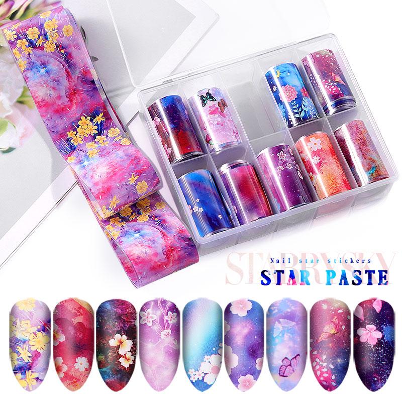 10Pcs/Kit Starry Sky Flowers Transfer Nail Art Stickers Charming Butterfly 3D Holographic Decals Manicure DIY Decoration, Yh01
10Pcs/Kit Starry Sky Flowers Transfer Nail Art Stickers Charming Butterfly 3D Holographic Decals Manicure DIY Decoration, Yh01
