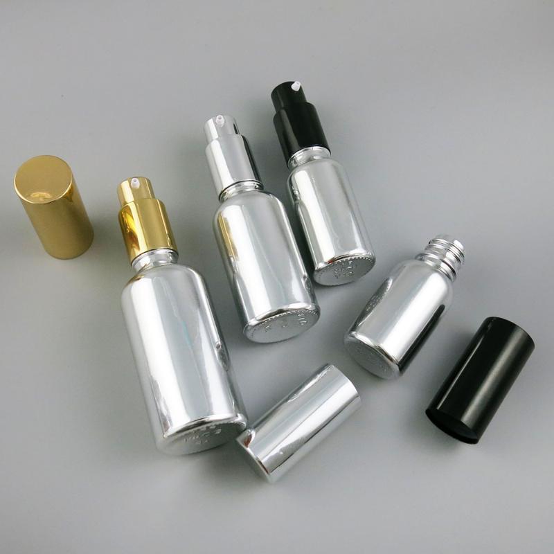 10 x Empty Silver Glass Essential Oil with gold lotionPump 10ml 30ml 50ml Shampoo Cosmetic Contaienrs
10 x Empty Silver Glass Essential Oil with gold lotionPump 10ml 30ml 50ml Shampoo Cosmetic Contaienrs