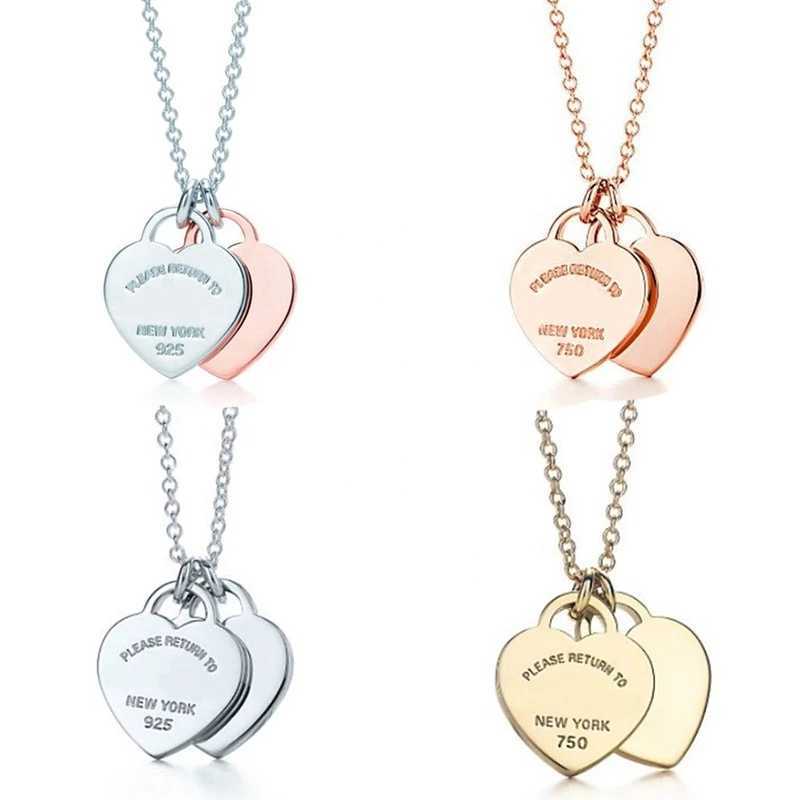 Fashion Classic 925 Sterling Silver Necklace Double Heart Pendant necklace man women party wedding jewelry high quality with box
Fashion Classic 925 Sterling Silver Necklace Double Heart Pendant necklace man women party wedding jewelry high quality with box