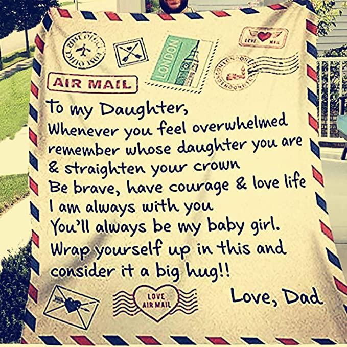 Sherpa Fleece Throw Plush Blanket to My Daughter Letter from Mom Dad Air Mail Blanket Positive Encourage and Daughter's Flannel
Sherpa Fleece Throw Plush Blanket to My Daughter Letter from Mom Dad Air Mail Blanket Positive Encourage and Daughter's Flannel