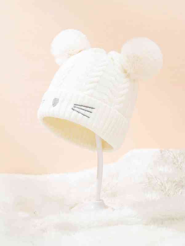 Baby Pom Decor Cartoon Embroidered Beanie SHE