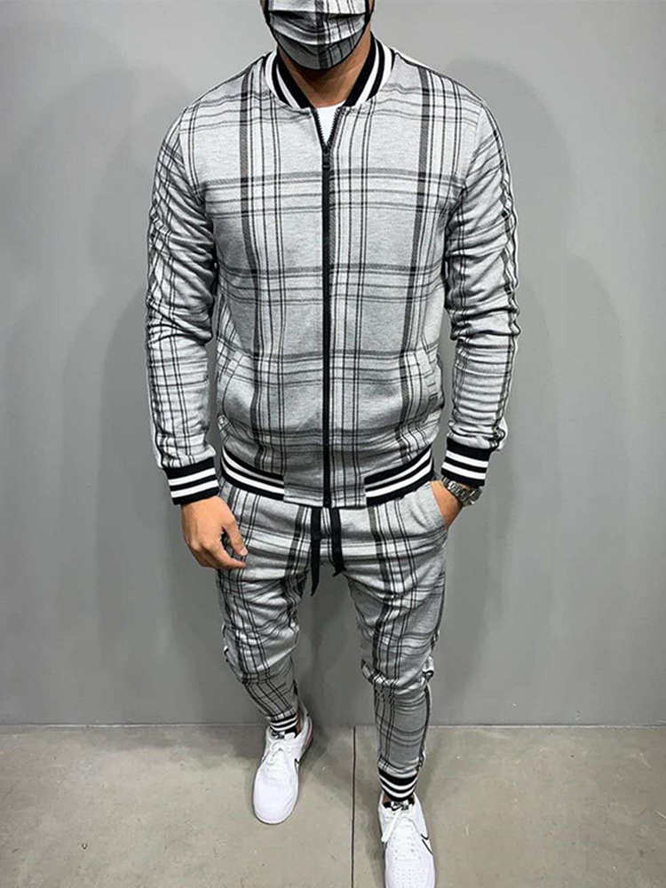 2020 Autumn European American Zipper Cardigan Coat Fashion Sport Trousers Men's Casual Grid Suits 2-Piece Brand Clothing X0124, Red
2020 Autumn European American Zipper Cardigan Coat Fashion Sport Trousers Men's Casual Grid Suits 2-Piece Brand Clothing X0124, Red