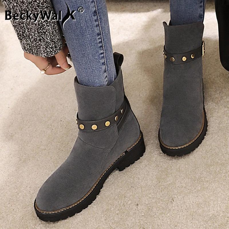 Autumn Winter Women Boots Belt Buckle Low Heels Short Botas Casual Boots Women Shoes Plus Size 41 42 43 Mujer WSH3695, Black 
Autumn Winter Women Boots Belt Buckle Low Heels Short Botas Casual Boots Women Shoes Plus Size 41 42 43 Mujer WSH3695, Black