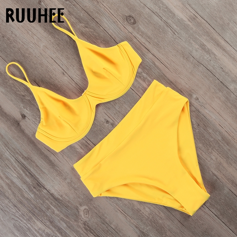 RUUHEE Bikini Swimwear Women Swimsuit Solid High Waist Bikini Set Bathing Suit Women Beachwear Underwire Swimming Suit Y200319, B3773ye
RUUHEE Bikini Swimwear Women Swimsuit Solid High Waist Bikini Set Bathing Suit Women Beachwear Underwire Swimming Suit Y200319, B3773ye