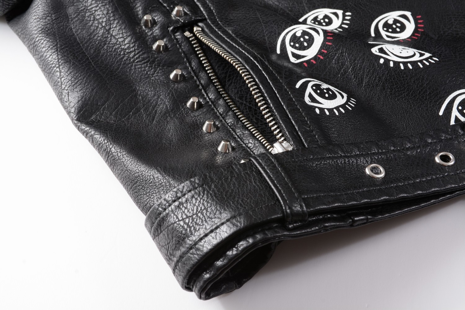 2020 New Women Autumn Winter Faux Soft Leather Jackets Coats Lady Black PU Rivet Zipper Epaulet 3D print Motorcycle Streetwear T200805