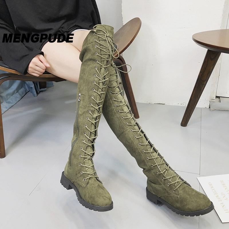 MPD Sexy Lace Up Over Knee Boots Women Boots Flats Shoes Woman Square Heel Zipper Flock Botas Winter Thigh High Big, Army green
MPD Sexy Lace Up Over Knee Boots Women Boots Flats Shoes Woman Square Heel Zipper Flock Botas Winter Thigh High Big, Army green