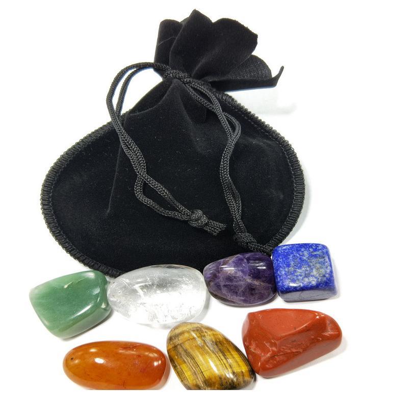 7pcs Set Chakra Natural Stones Reiki Healing Cristaux Tonalités Prière Spirituel Yoga Energie Pierre Décoration Accueil ACC JLLRLC