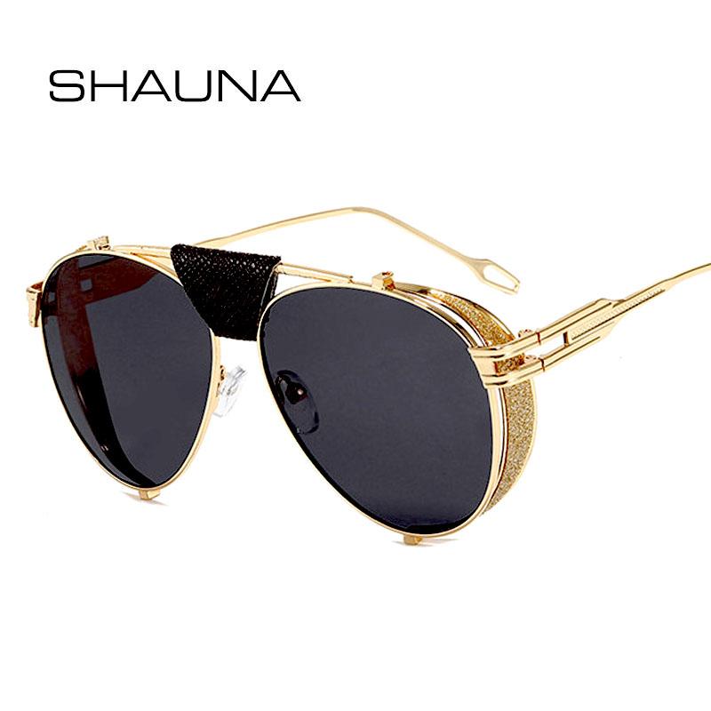 SHAUNA Retro Folding Steampunk Pilot Sunglasses Brand Designer PU Leather Rivet Punk Sun Glasses UV400
SHAUNA Retro Folding Steampunk Pilot Sunglasses Brand Designer PU Leather Rivet Punk Sun Glasses UV400