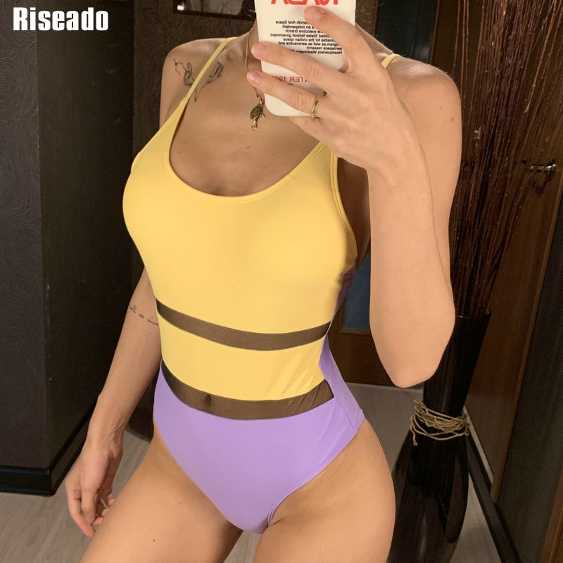 Riseado Sexy Mesh Swimwear Women One Piece Swimsuit Yellow Patchwork Swimsuits Women Cross Strap Beachwear Bathing Suits Y200824, B1334
Riseado Sexy Mesh Swimwear Women One Piece Swimsuit Yellow Patchwork Swimsuits Women Cross Strap Beachwear Bathing Suits Y200824, B1334