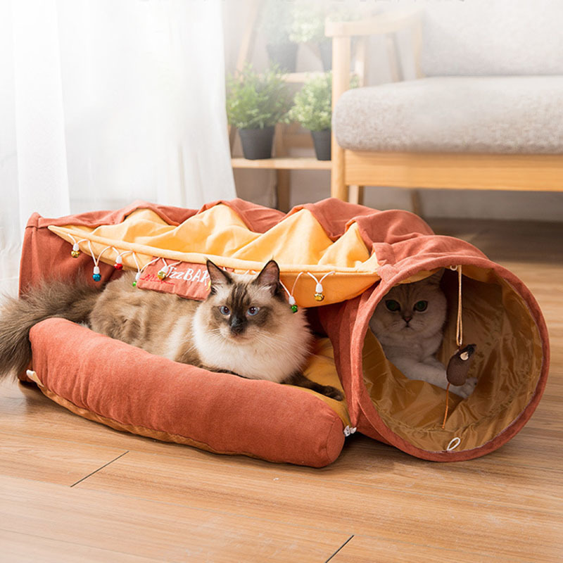 2026 New Cats Tunnel Toys Interactive Toy Pet Tube Collapsible Kitten Rabbit Play Tubes Ring Bell For Ferrets Cat Bed Free Shipping
