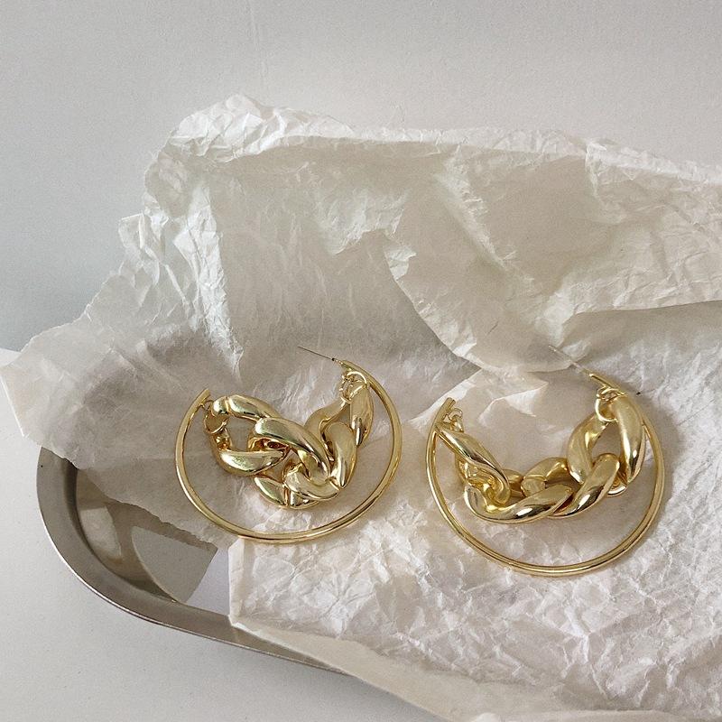 Korean trendy gold silver color metal chain exaggerated hoop earrings for woman Aesthetic Jewelry accessorie 2021 new
Korean trendy gold silver color metal chain exaggerated hoop earrings for woman Aesthetic Jewelry accessorie 2021 new