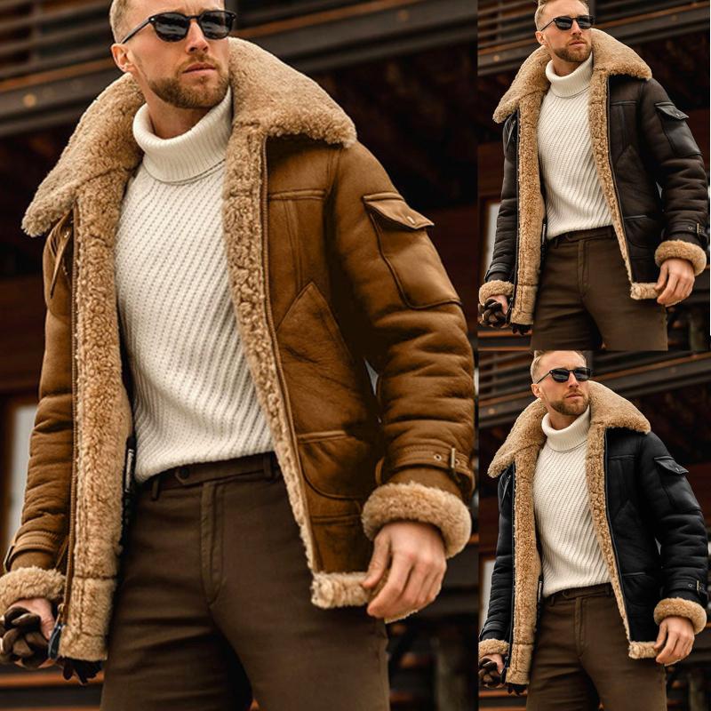 Fashion Charm Men Zipper Jacket With Lapel Solid Color Suede Coat Lambswool Winter Windproof Warm Thicken High-Quality Plus-Size, Black
Fashion Charm Men Zipper Jacket With Lapel Solid Color Suede Coat Lambswool Winter Windproof Warm Thicken High-Quality Plus-Size, Black