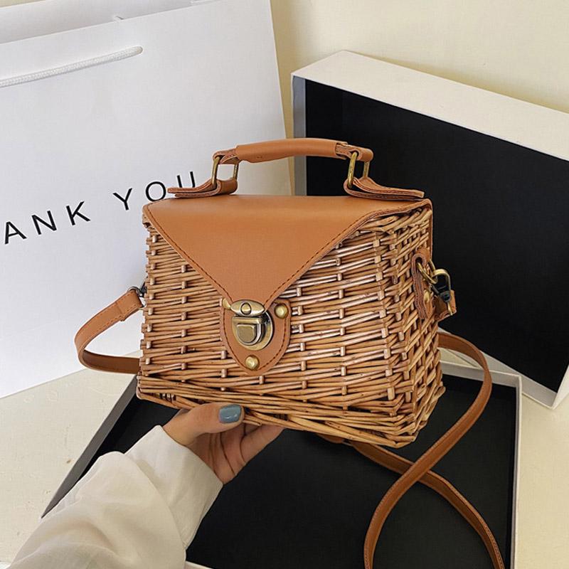 Women Woven Handbags Leather Square Straw Female Crossbody Shoulder Bags Fashionable And Simple Beach Bags Summer Bolsa Feminina, Brown shoulder bag
Women Woven Handbags Leather Square Straw Female Crossbody Shoulder Bags Fashionable And Simple Beach Bags Summer Bolsa Feminina, Brown shoulder bag